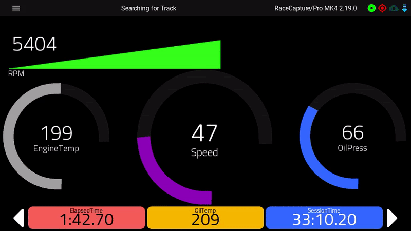 Racecapture app dashboard navigation.gif